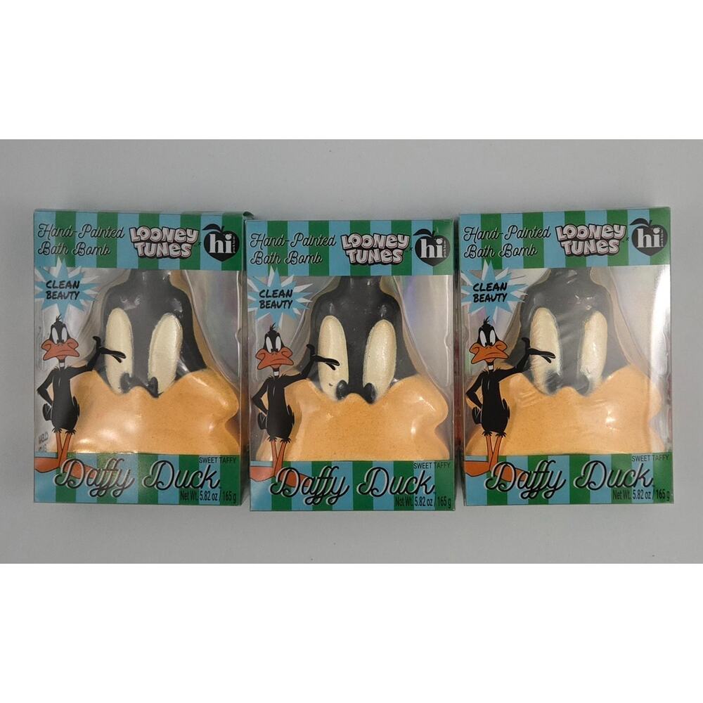 Three Daffy Duck Bath Bombs Hand painted Looney Tunes Hi Brand Sweet Taffy Scent